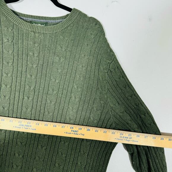 Eddie Bauer Green 100% cotton braid knit detail men’s large tall - Picture 4 of 8